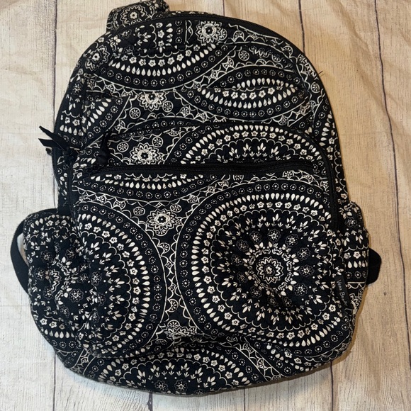 Vera Bradley Handbags - Vera Bradley Black White Backpack 16in Large